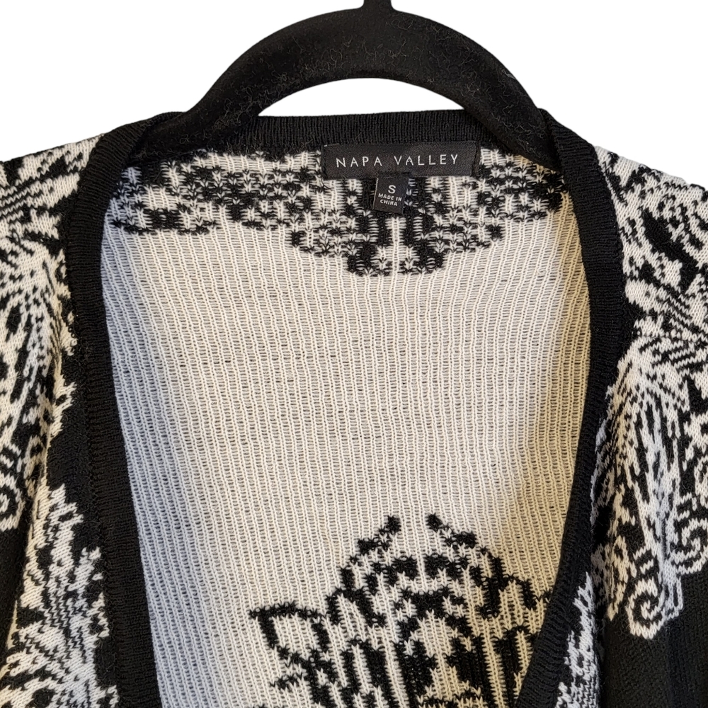 Napa Valley Black & White Light Weight Sweater Wrap Shawl Shrug Long Sleeves S - Picture 4 of 15